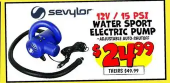 Ollie's 12V /15 PSI WATER SPORT ELECTRIC PUMP offer