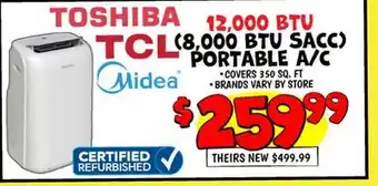 Ollie's 12,000 BTU (8,000 BTU SACC) PORTABLE A/C offer