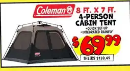 Ollie's COLEMAN 8 FT. X 7 FT. 4-PERSON CABIN TENT offer