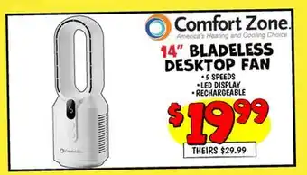 Ollie's 14 BLADELESS DESKTOP FAN offer