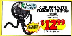 Ollie's CLIP FAN WITH FLEXIBLE TRIPOD offer