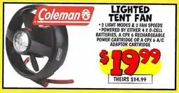 Ollie's Coleman LIGHTED TENT FAN offer