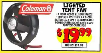Ollie's Coleman LIGHTED TENT FAN offer