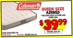 Ollie's Coleman QUEEN SIZE AIRBED offer