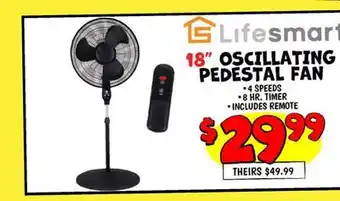 Ollie's Lifesmart 18 OSCILLATING PEDESTAL FAN offer