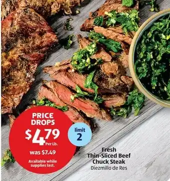 Aldi Fresh thin-sliced beef chuck steak offer