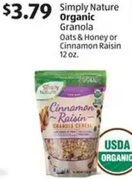 Aldi Simply nature organic granola offer
