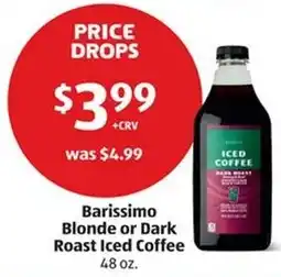 Aldi Barissimo blonde or dark roast iced coffee offer