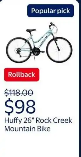 Walmart Huffy rock creek mountain bike offer