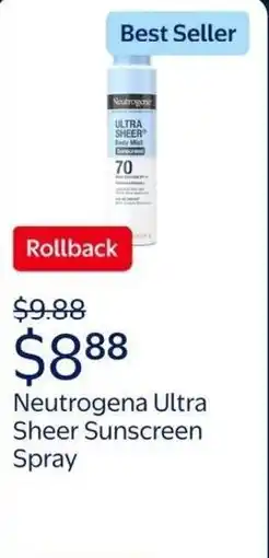 Walmart Neutrogena ultra sheer sunscreen spray offer