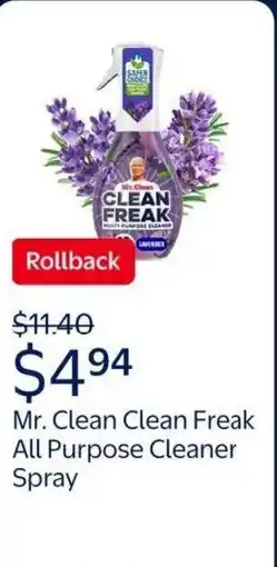 Walmart Mr. clean clean freak all purpose cleaner spray offer