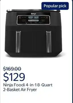 Walmart Ninja foodi 4-in-18-quart 2-basket air fryer offer