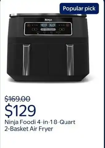 Walmart Ninja foodi 4-in-18-quart 2-basket air fryer offer