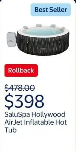 Walmart Saluspa hollywood air jet inflatable hot tub offer