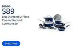 Walmart Blue diamond ceramic nonstick cookware set offer
