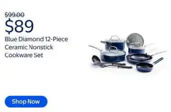Walmart Blue diamond ceramic nonstick cookware set offer