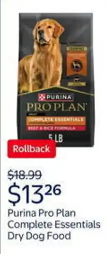 Walmart Purina pro plan complete essentials dry dog food offer