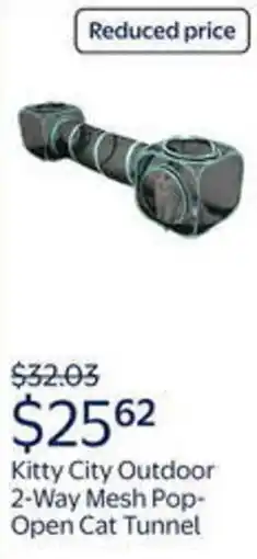 Walmart Kitty city outdoor 2-way mesh pop- open cat tunnel offer