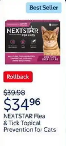 Walmart Nextstar flea & tick topical prevention for cats offer