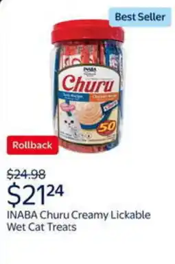 Walmart Inaba churu creamy lickable wet cat treats offer
