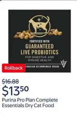Walmart Purina pro plan complete essentials dry cat food offer