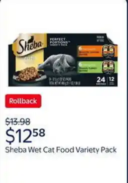 Walmart Sheba wet cat food variety pack offer