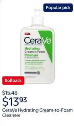 Walmart Cerave hydrating cream-to-foam cleanser offer