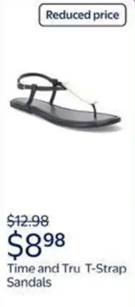 Walmart Time and tru t-strap sandals offer