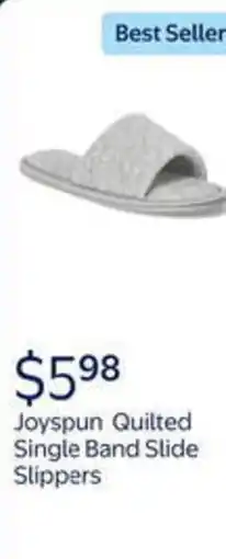 Walmart Joyspun quilted single band slide slippers offer