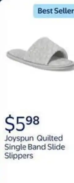 Walmart Joyspun quilted single band slide slippers offer