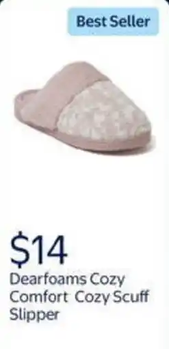 Walmart Dearfoams cozy comfort cozy scuff slipper offer