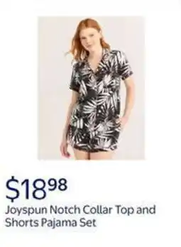 Walmart Joyspun notch collar top and shorts pajama set offer