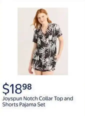 Walmart Joyspun notch collar top and shorts pajama set offer