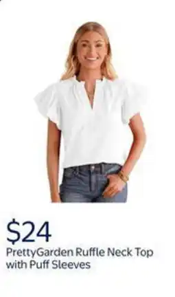 Walmart Prettygarden ruffle neck top with puff sleeves offer
