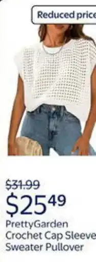 Walmart Prettygarden crochet cap sleeve sweater pullover offer
