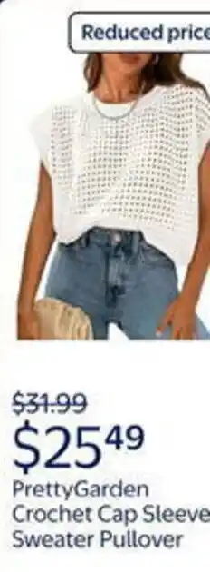 Walmart Prettygarden crochet cap sleeve sweater pullover offer