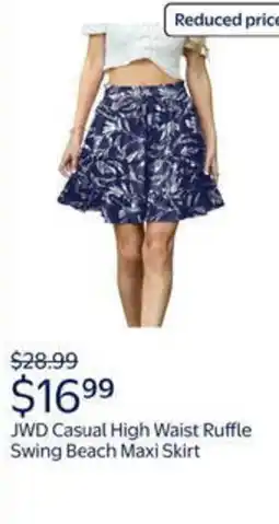 Walmart JWD casual high waist ruffle swing beach maxi skirt offer