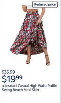 Walmart Jesdani casual high waist ruffle swing beach maxi skirt offer