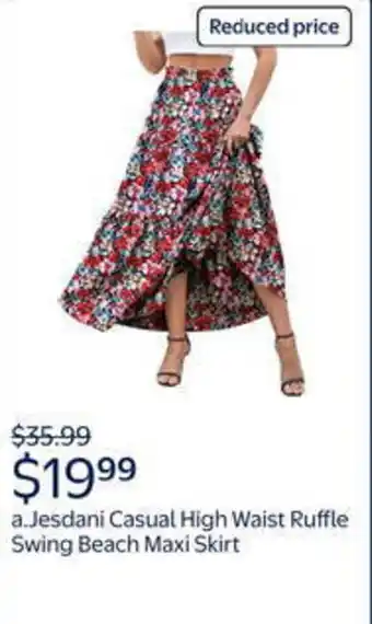 Walmart Jesdani casual high waist ruffle swing beach maxi skirt offer
