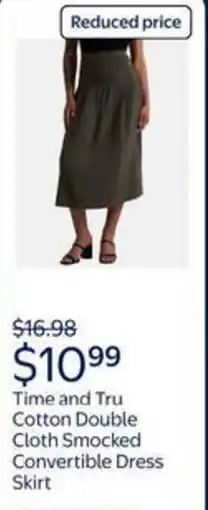 Walmart Time and tru cotton double cloth smocked convertible dress skirt offer