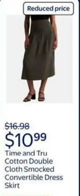 Walmart Time and tru cotton double cloth smocked convertible dress skirt offer