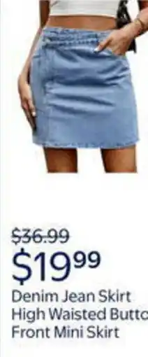 Walmart Denim jean skirt high waisted butto front mini skirt offer