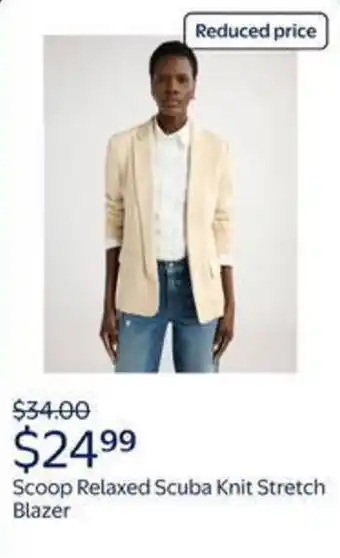 Walmart Scoop relaxed scuba knit stretch blazer offer