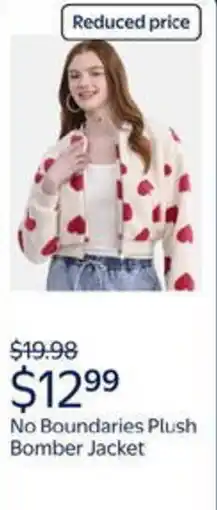 Walmart No boundaries plush bomber jacket offer