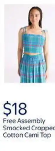 Walmart Free assembly smocked cropped cotton cami top offer