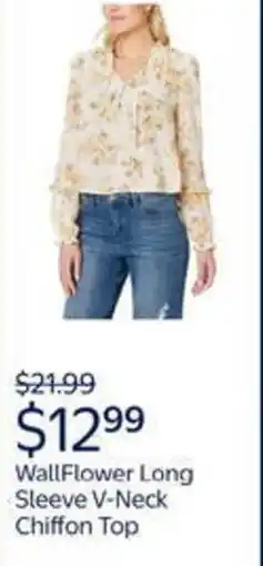 Walmart Wallflower long sleeve v-neck chiffon top offer