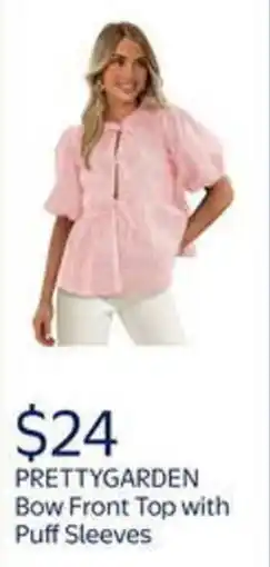 Walmart Prettygarden bow front top with puff sleeves offer