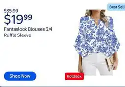 Walmart Fantaslook blouses 3/4 ruffle sleeve offer