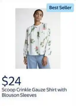 Walmart Scoop crinkle gauze shirt with blouson sleeves offer