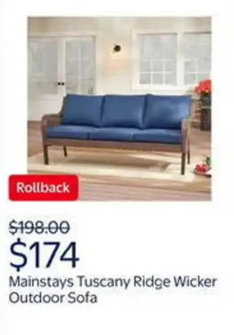 Walmart Mainstays tuscany ridge wicker outdoor sofa offer
